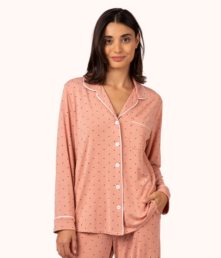 The All-Day Lounge Shirt - Print: Pepper Dot/Shell Pink