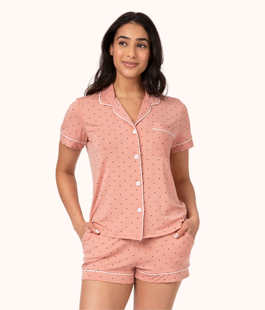 The All-Day Short Sleeve Shirt - Print: Pepper Dot/Shell Pink