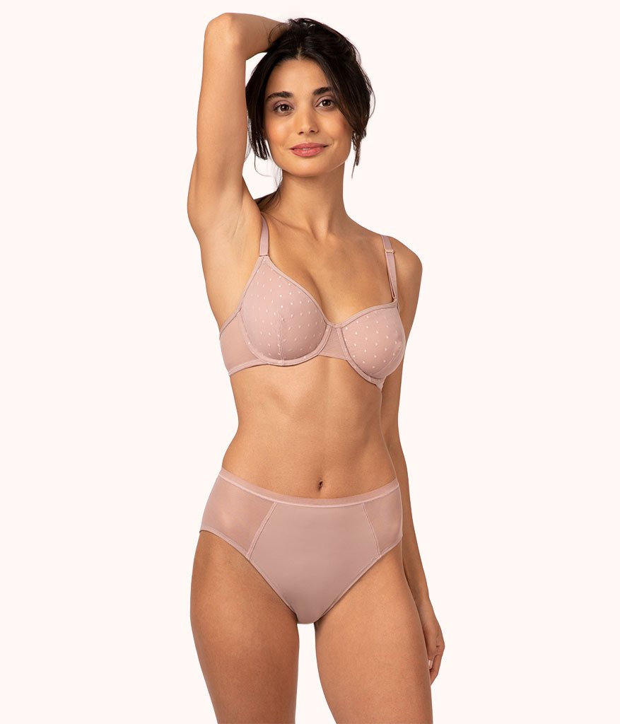 The Dot Mesh Unlined Bra: Orchid