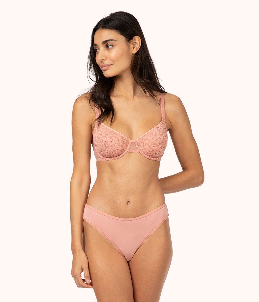 The Floral Lace Balconette Bra: Shell Pink