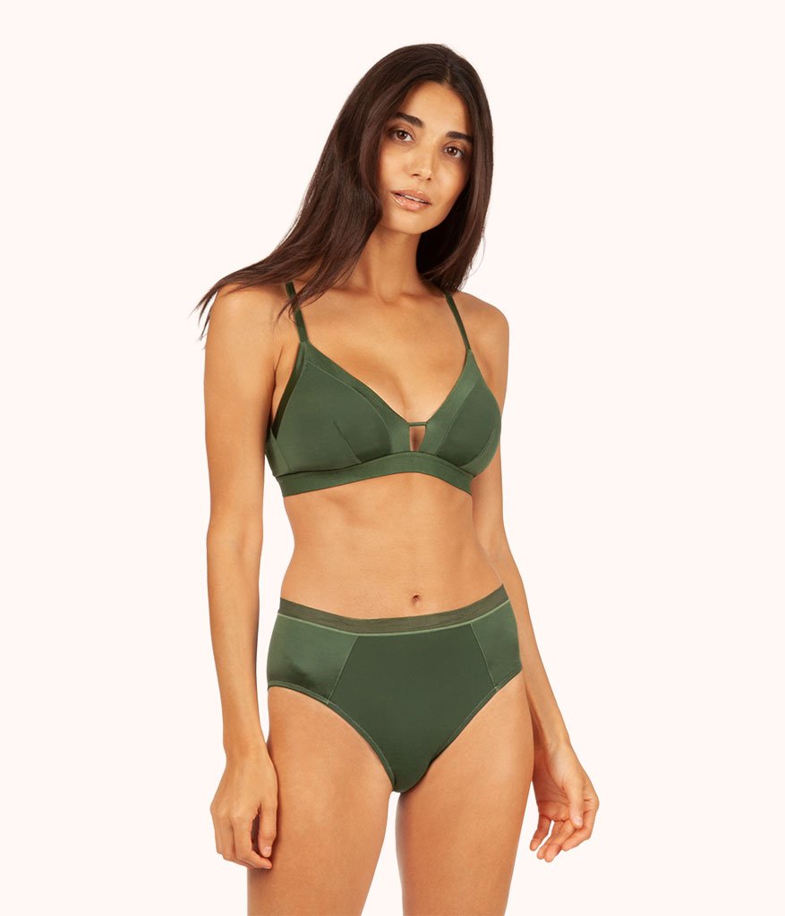 The Luxe Trim Bralette: Rich Olive