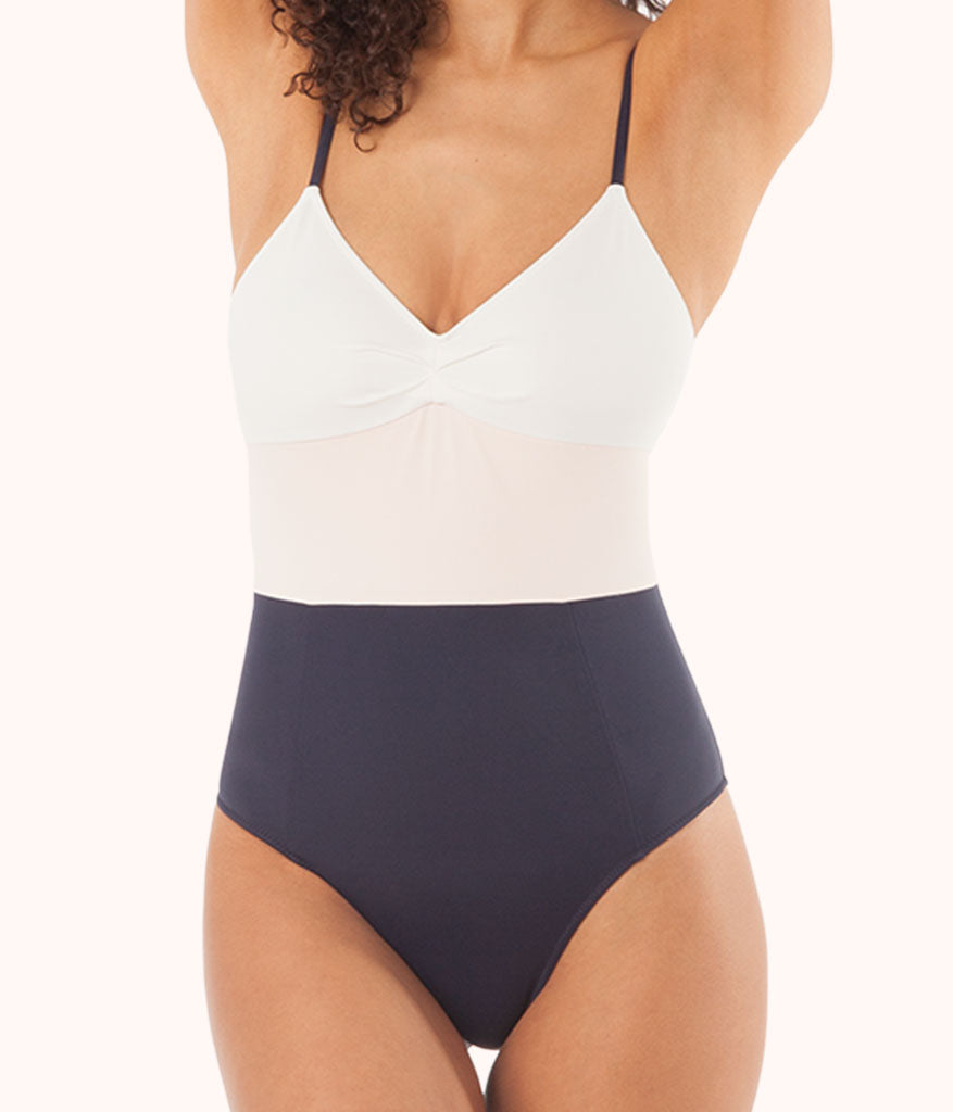 The Swim One Piece - Colorblock: White/Pink/Soft Navy