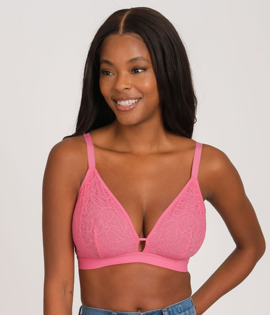 The Palm Lace Busty Bra: Pink Hibiscus