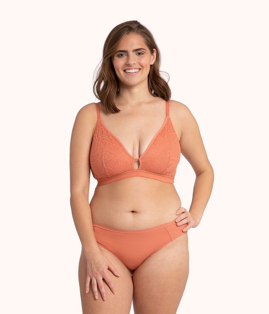 The Palm Lace Busty Bra: Terracotta