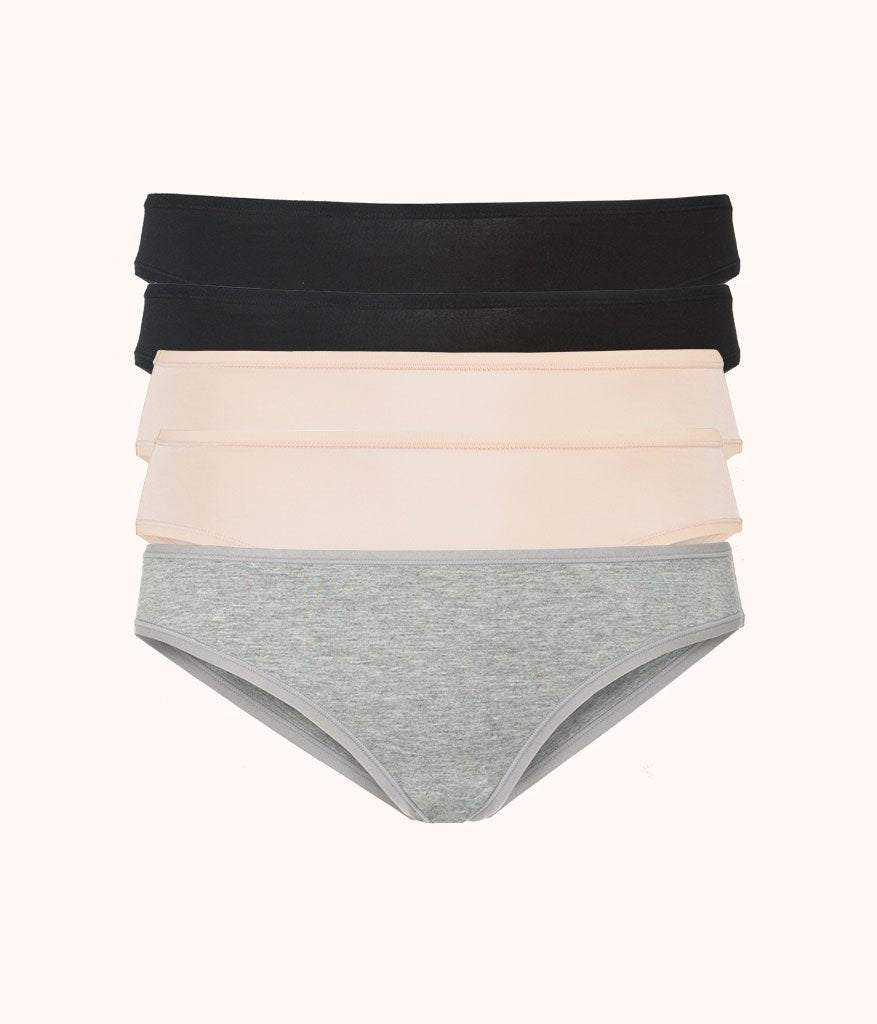 The All-Day Bikini 5-Pack: Heather Gray/Jet Black/Toasted Almond