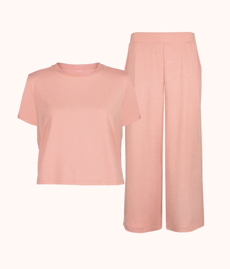 The All-Day Classic Tee & Pant Bundle: Shell Pink
