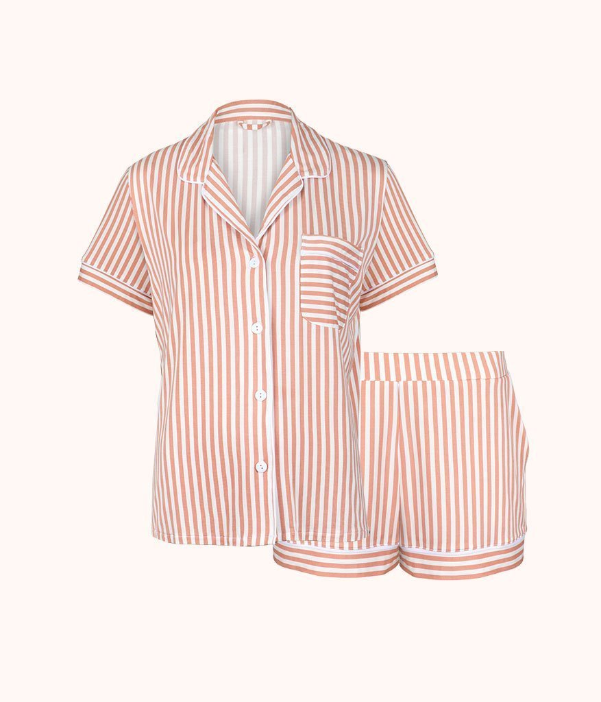 The All-Day Shorty Lounge Bundle - Print: Shell Pink Stripe
