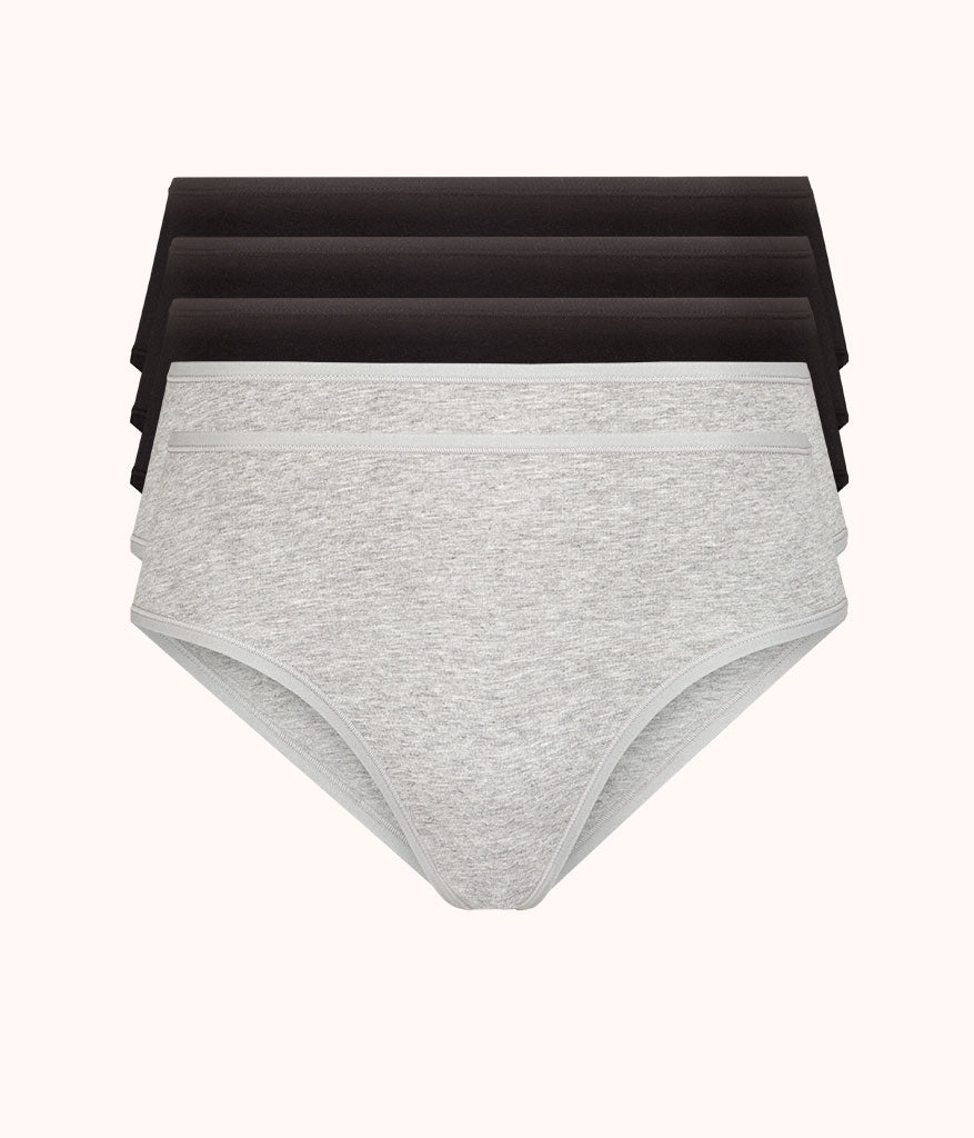 The Cotton Brief 5-Pack: Jet Black/Heather Gray