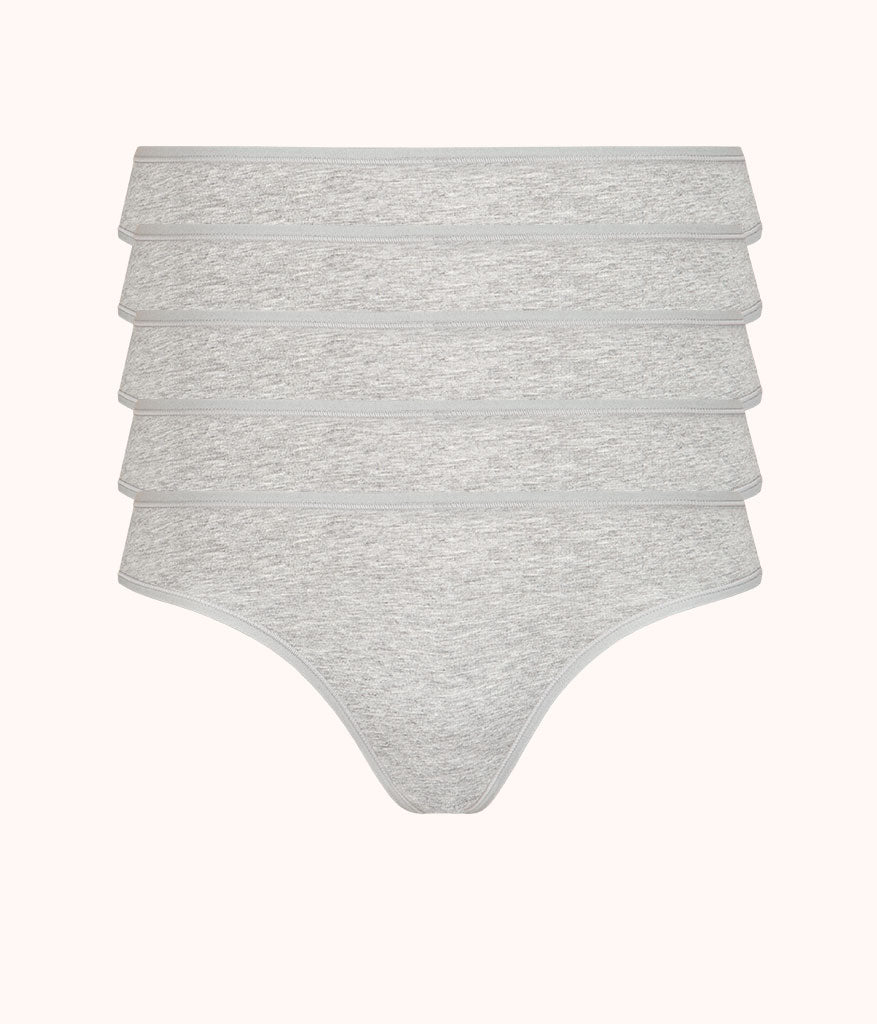 The Cotton Thong 5-Pack: Heather Gray