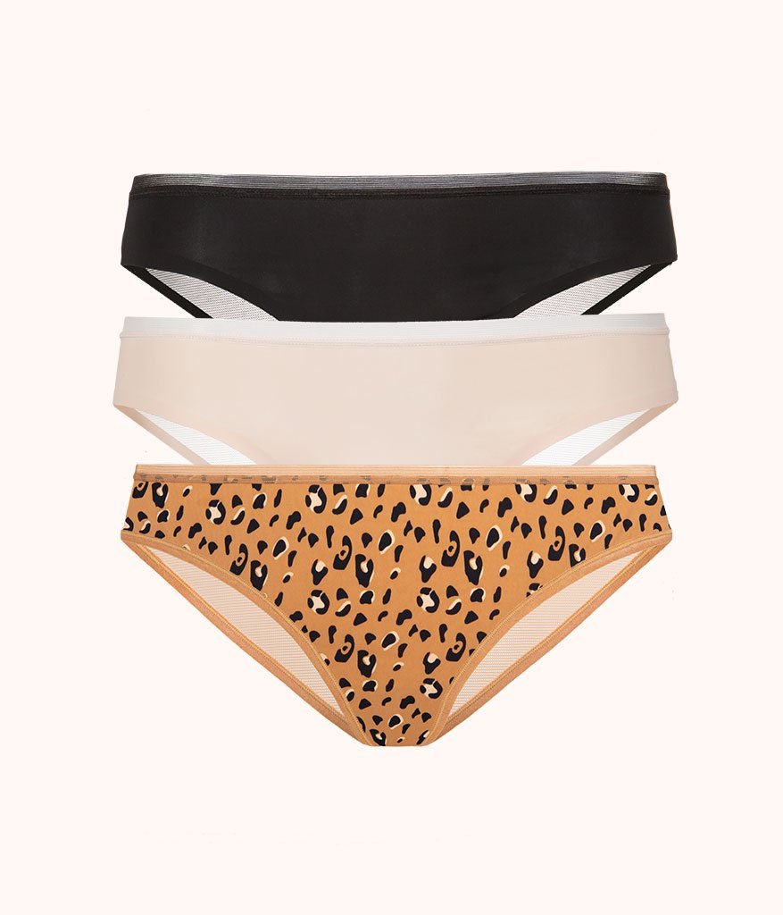 The Mesh Back Bikini Bundle - Print: Toasted Almond/Jet Black/Latte Leopard