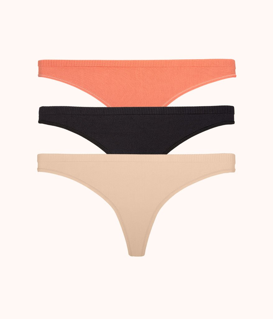 The Seamless Thong Bundle: Terracotta/Jet Black/Toasted Almond