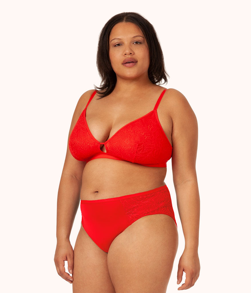 The Lace High Waist Bikini: Tomato Red